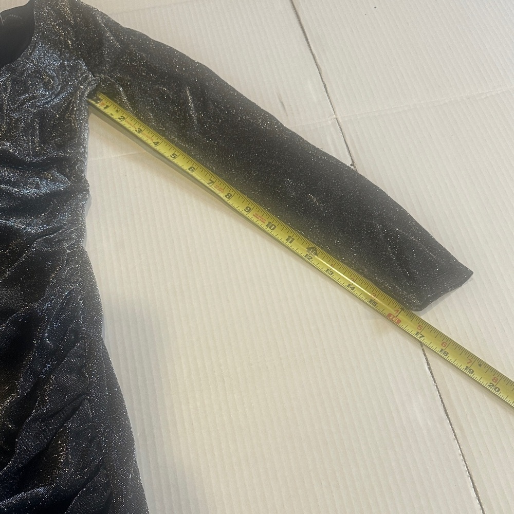 White House Black Market Elegant Black Glitter Dress with v neck and zipper back - Picture 2 of 8